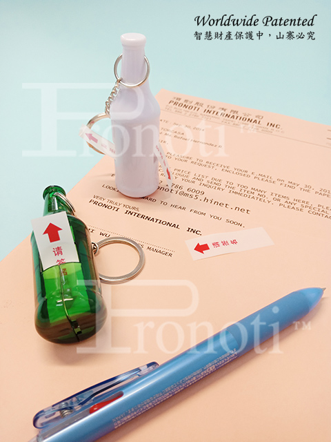 Printing Sign Here Film with Bottle Shape Dispenser + Key chain